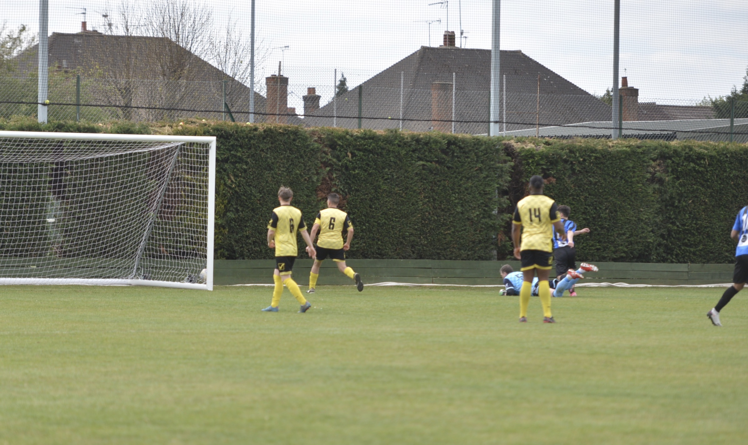 The West Herts goalkeeper makes a good save in his sides victory