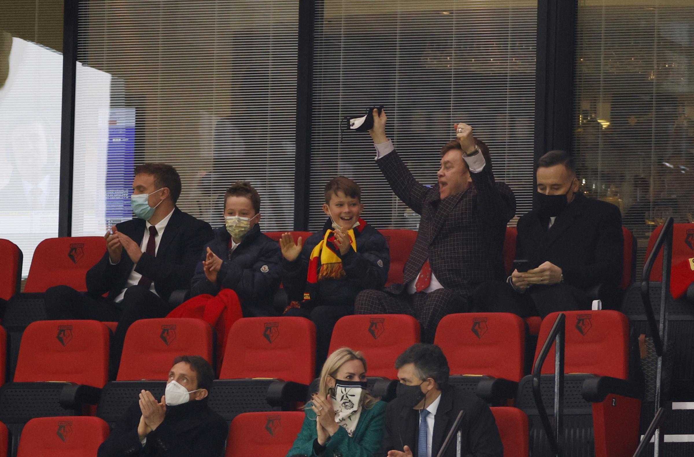 Sir Elton John was spotted at the Watford game (Photo: Action Images)