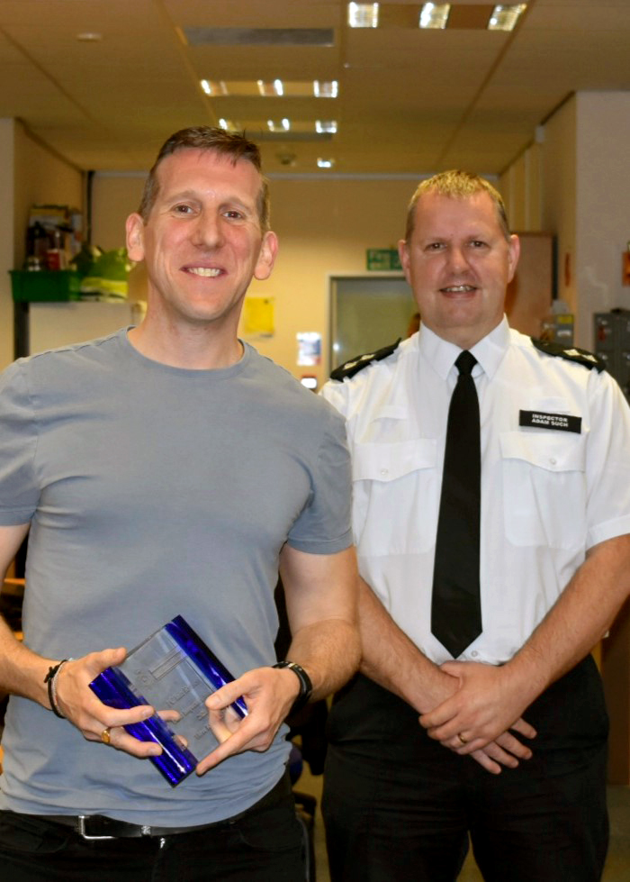 PC Iain Rosser with former chief inspector Adam Such