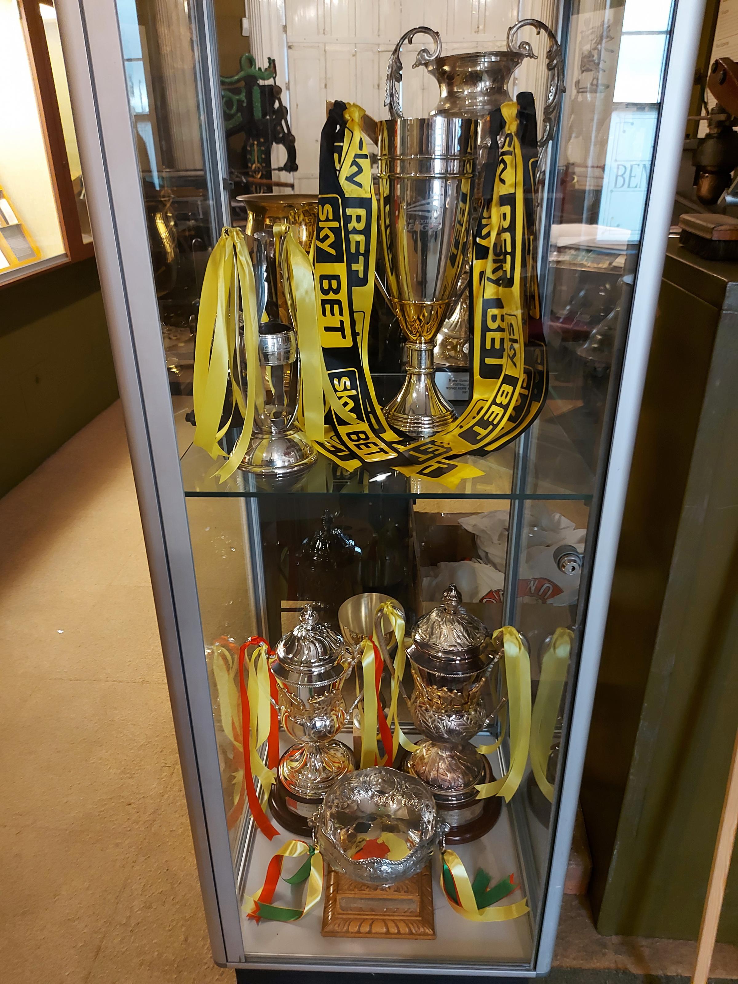 The display of Watfords promotion trophies