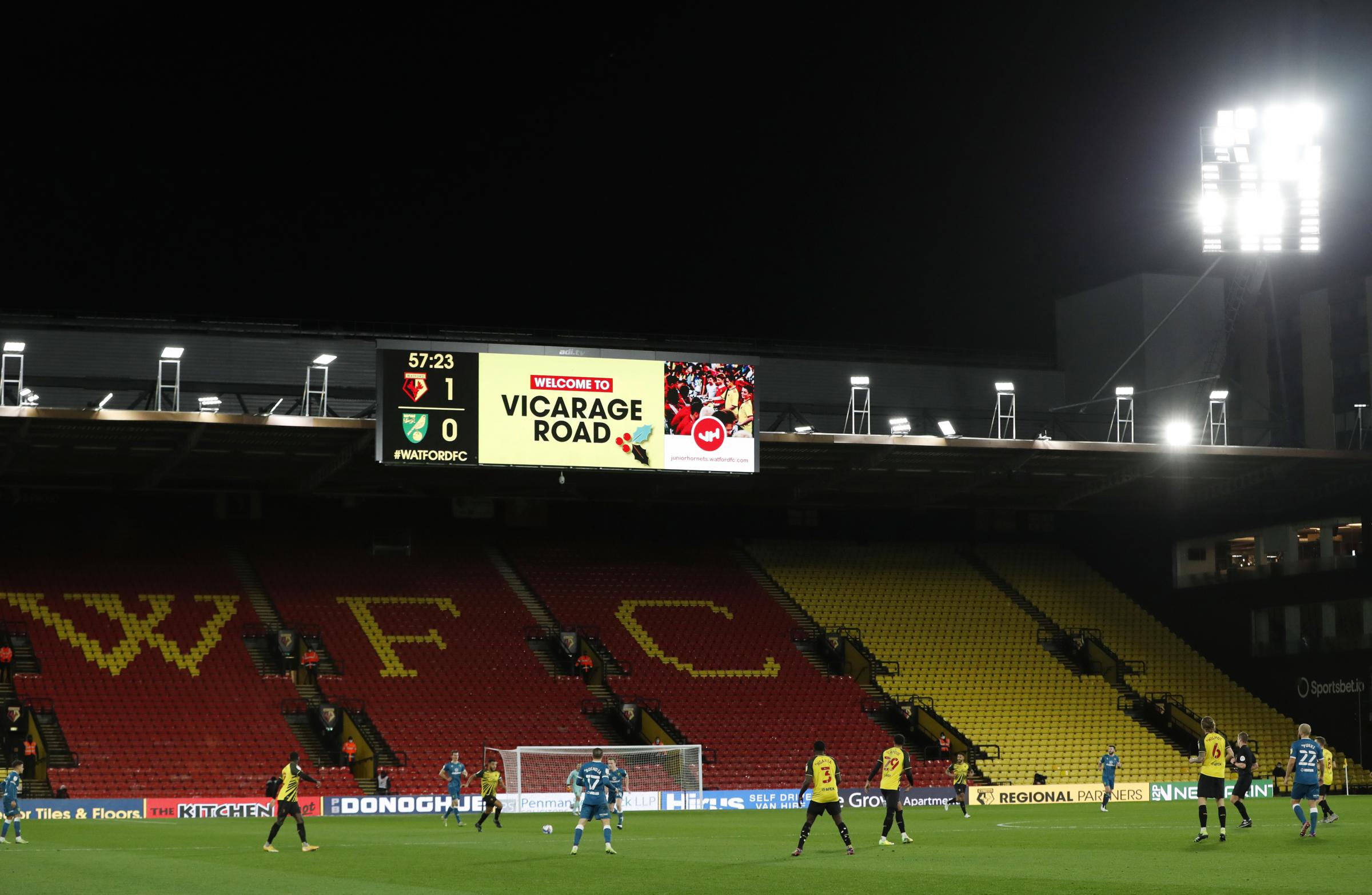 Like all clubs, Watford had to get used to playing in empty stadiums over the past year. Picture: Action Images