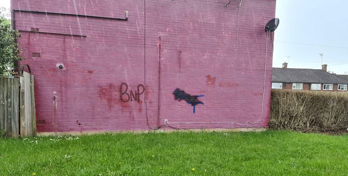 BNP written on wall in South Oxhey. Credit: Christoper Alley
