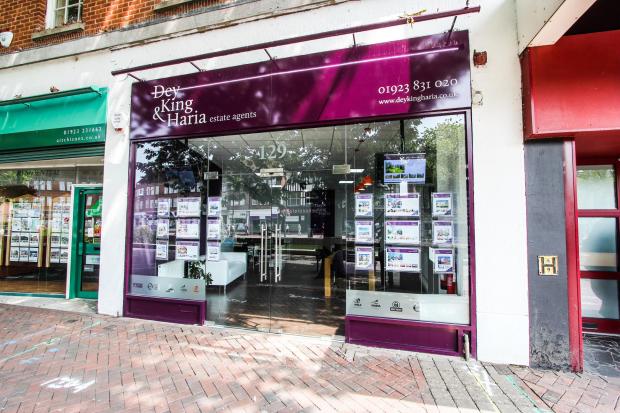 Watford Observer: Dey King & Haria estate agents in The Parade, Watford