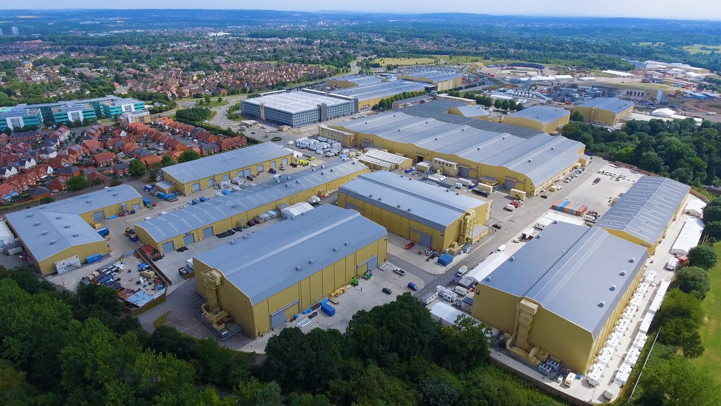 An aerial view of Warner Bros. Leavesden