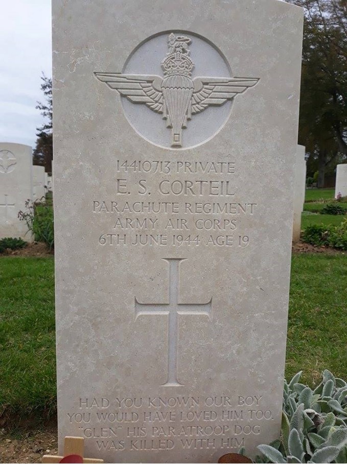 Emile Corteils grave at the Commonwealth war cemetery at Ranville. Picture: Simon Perry
