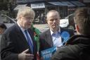 Boris Johnson and Mike Freer in Golders Green. Photo: Peter Beal