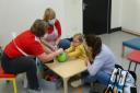 Playskill's therapists in full PPE in new group activity sessions last month