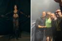 Connie Constance (left) pictured before taking to the stage at The O2 Arena. Right, she is with Swedish House Mafia at a show in Ibiza. Picture: Sahra Zadat and still from Kelvin Bueno video