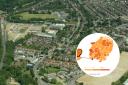 Aerial shot from above the A412 leading to Rickmansworth Road and Whippendell Road/ Census data for Watford's population
