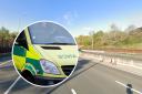 M25 in Hertfordshire/ambulance stock image