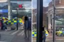 Police in Watford town centre on Saturday.