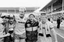 Graham Taylor celebrates with Nigel Callaghan, Les Taylor, George Reilly and Mo Johnston after their semi-final victory.