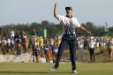 Justin Rose celebrates winning his Olympic title. Picture: Action Images