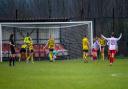 Lewes celebrate scoring against Watford. PIcture: AW Images