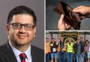 Labour councillor Asif Khan says the Conservatives have failed to get to grips with the cost of living crisis. Photos: Kimberley Hackett/Newsquest, Pixabay, Cllr Asif Khan