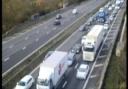 Traffic is at a standstill on the M1 southbound between junctions 1 and 5