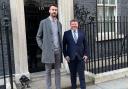 Ryan Thrussell and Dean Russell outside number 10 Downing Street