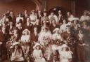 The family wedding photo showing bridesmaids Marjorie Allen, centre, and Ethel Allen, right.