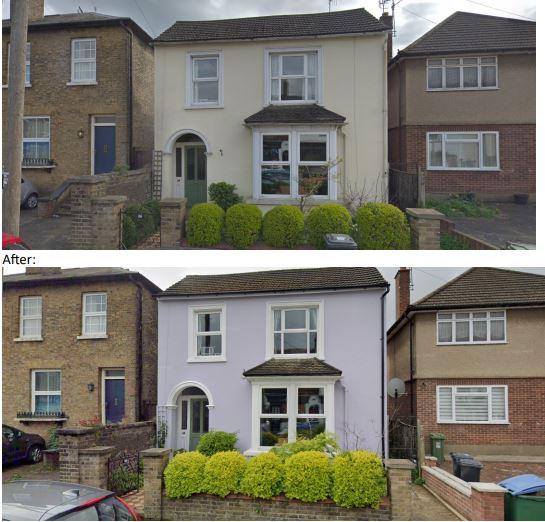 Watford Observer: Picture shows house before and after it was painted. Credit: Watford Borough Council