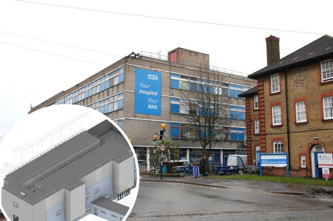 Plans for temporary building to house some hospital services during redevelopment