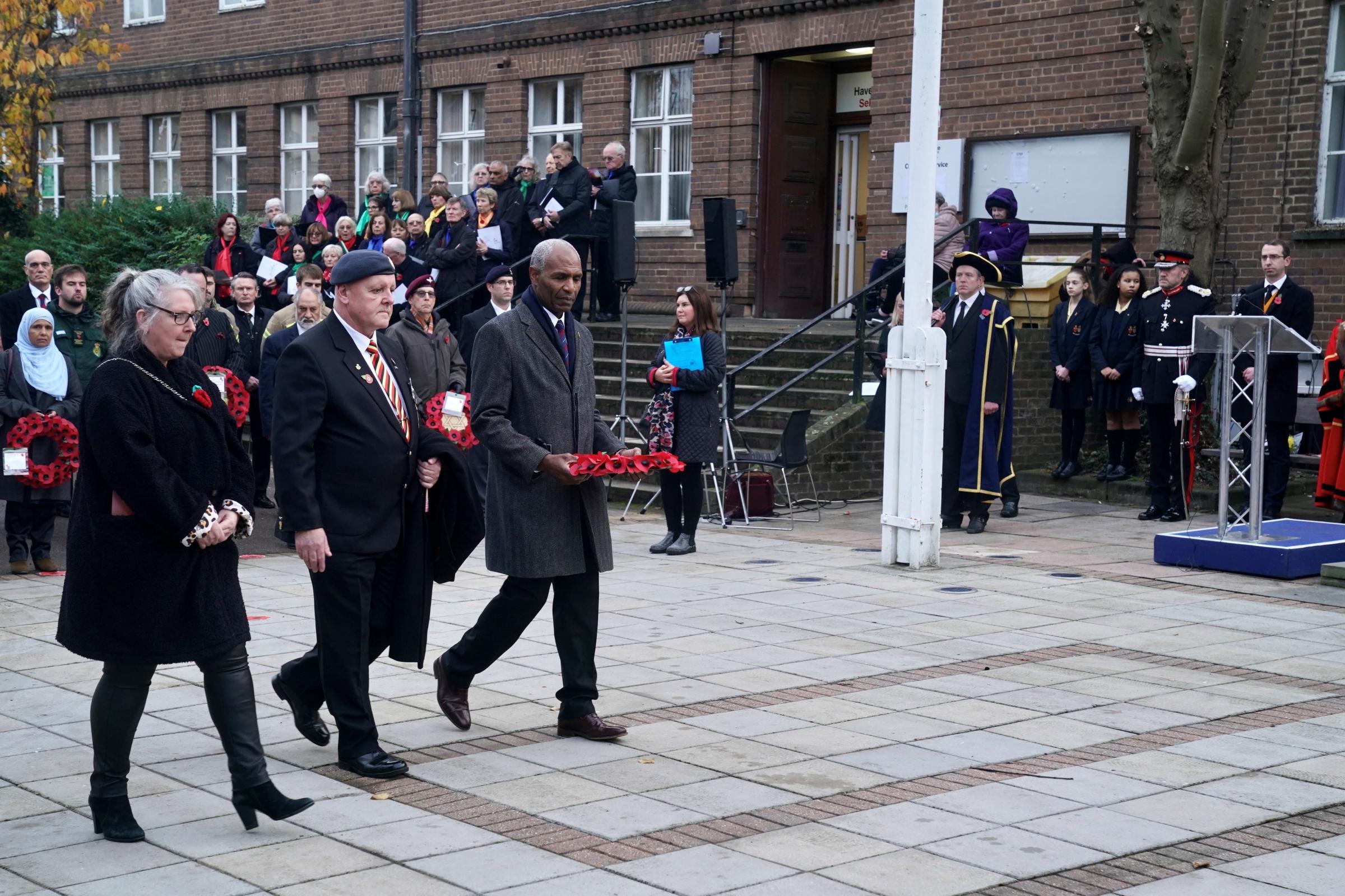 Watford legend Luther Blissett laid a wreath at the service (Photo: Simon Jacobs)