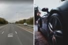 He was caught speeding on the M1. Picture credit: Google Street View. Right: generic Audi picture.