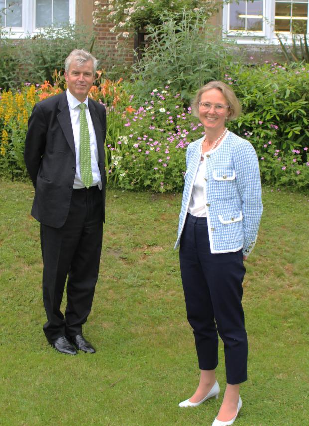 Watford Observer: Outgoing headmaster James Fowler pictured with newly appointed head Alex Hems