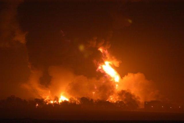 The oil depot ten minutes after the explosion. Picture Rick Martin via Creative Commons Attribution - Share Alike 3.0