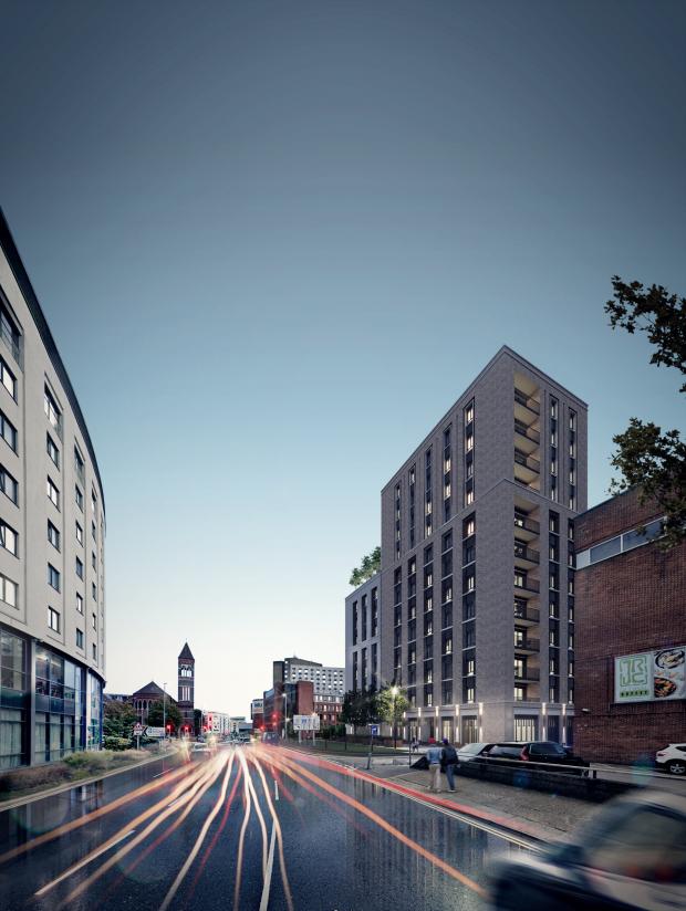 Watford Observer: The proposed building pictured on the right of up to 12 floors. Credit: IDA London Holdings/Iceni Projects