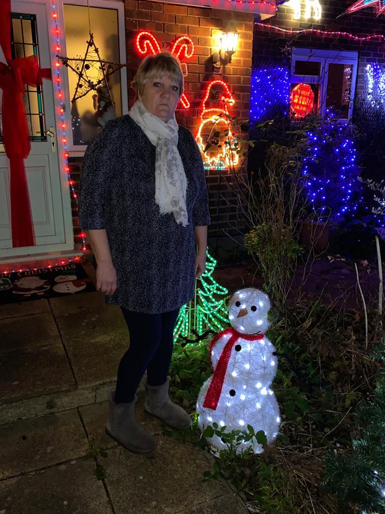 Sandra Ashwood with the snowman