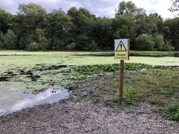 Watford Observer: Aldeham Reservoir in 2020 after the water level was reduced