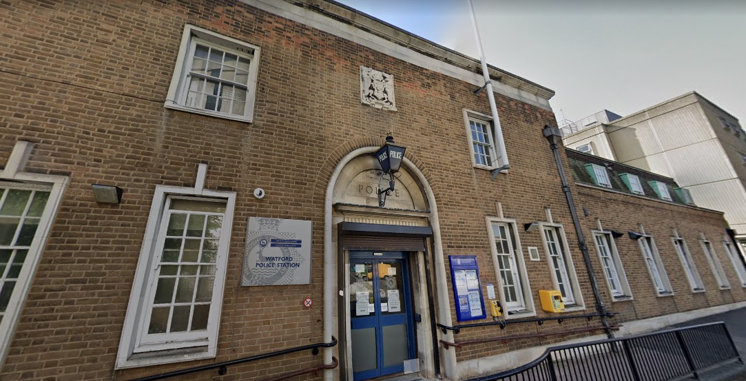 The video was recorded outside Watford Police Station Credit: Street View