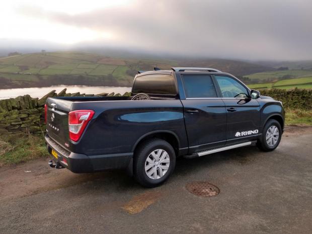 Watford Observer: The SsangYong Musso Rhino pictured on test in West Yorkshire in atmospheric weather conditions in the Pennine hills of Kirklees