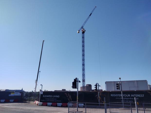 Watford Observer: A crane that has been erected on the former Range site in St Albans Road ahead of a 1,214 home development