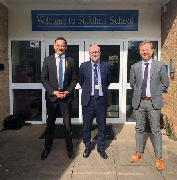 Watford Observer: Gagan Mohindra (left) during a visit at the school. Credit: Facebook