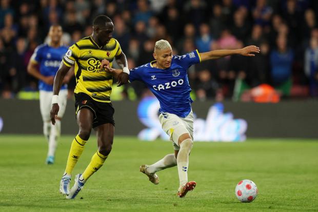 Former Hornet Richarlison tries to get away from Moussa Sissoko. Pictures: Action Images