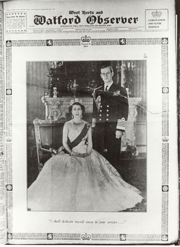 Watford Observer: The front cover of the Watford Observer for the Queen's Coronation in June 1953. Image: Watford Museum
