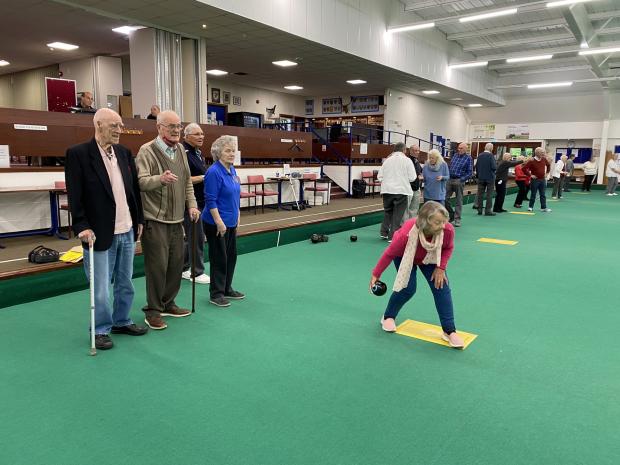 Watford Observer: Watford Social Center for the Blind taking part in a game of bowls