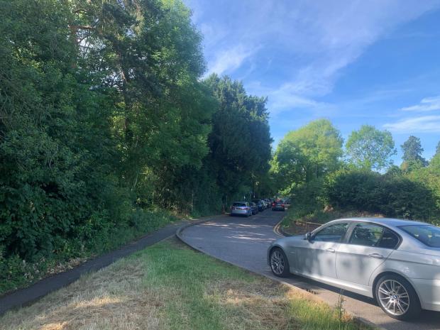 Watford Observer: This is the road off Langleybury Lane that leads to the school where vehicles park, but parking often spills onto Langleybury Lane itself