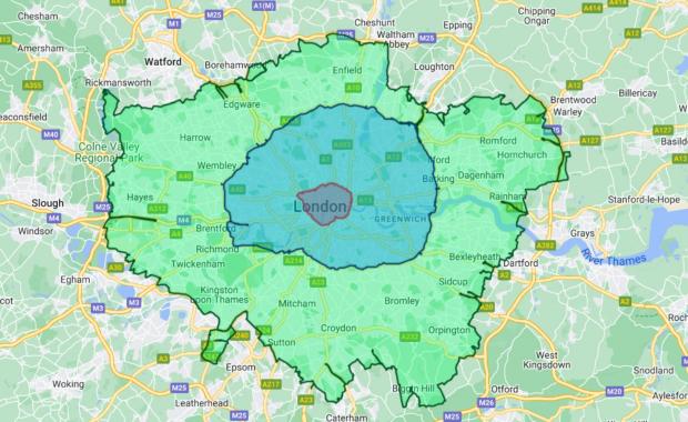 Watford Observer: The ULEZ expansion map (TfL)