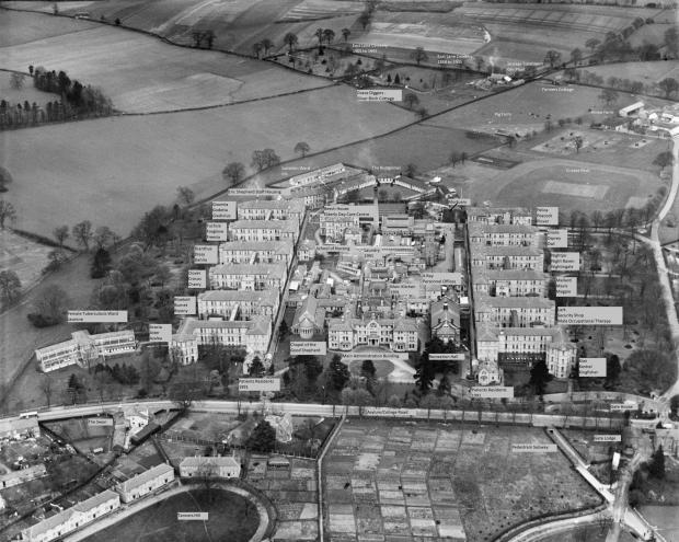 Watford Observer: Aerial view of Leavesden Hospital c1937
