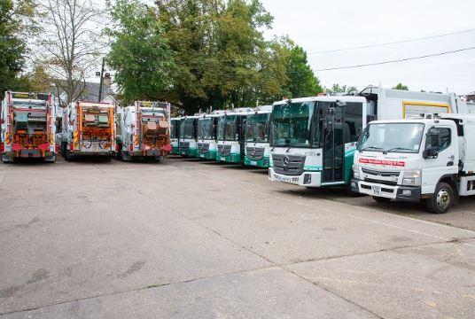 Watford Observer: Refuse lorries at the depot. Credit: Three Rivers District Council