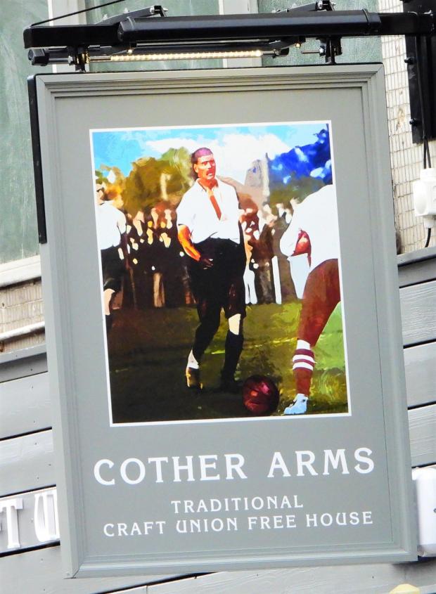 Watford Observer: Jack Cother on the pub sign. Picture: Stephen Danzig