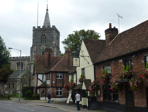 Watford Observer: St Mary's Church and The Feathers pub in Rickmansworth.