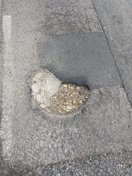 Watford Observer: The pothole outside Central Primary School Grosvenor Road