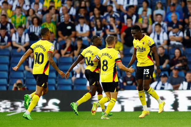 Ismaila Sarr celebrates after scoring for Watford against West Brom. Picture: ANDREW BOYERS/ACTION IMAGES