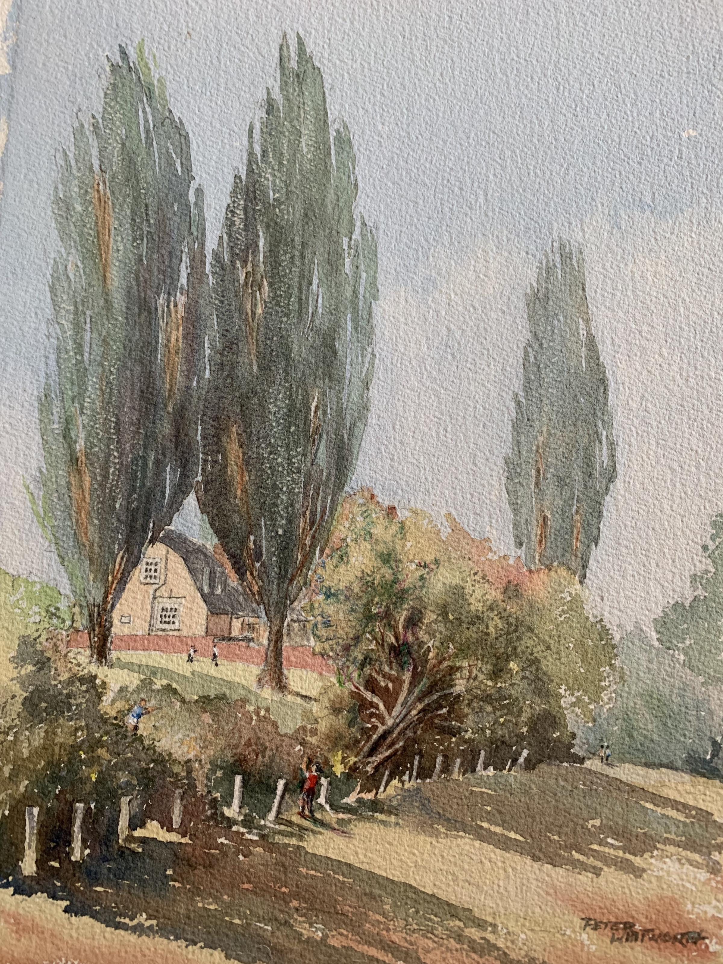 Peter Whitworth’s painting of Oxhey Green from Attenborough’s fields