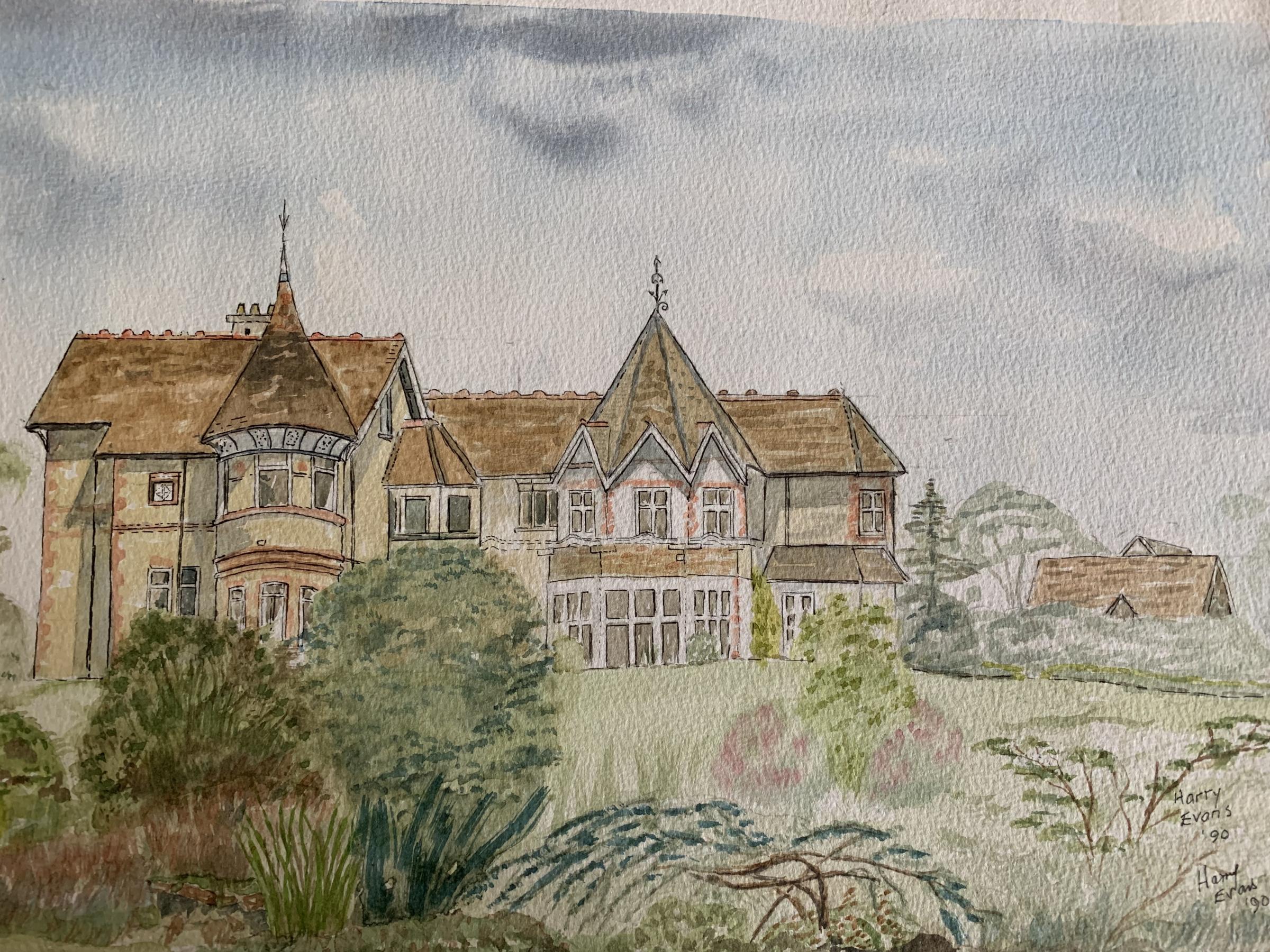Harry Evans’ painting of Oxhey Grange, 1990