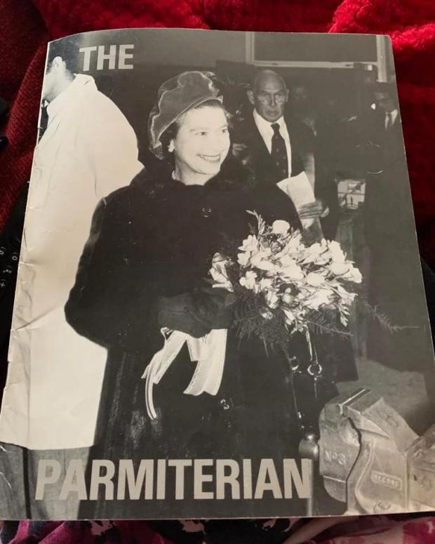 Watford Observer: The front cover of the souvenir guide of the Queen's visit to Parmiter's School. Image: Watford Museum
