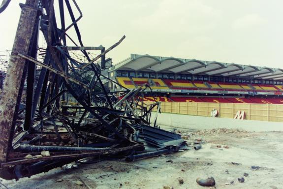 Watford Observer: The contrast of the old metal work with the new Rous Stand Watford Observer: The contrast of the old metal work with the new Rous Stand